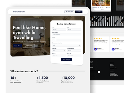 Book your own home - THEHOUSEHUNT airbnb branding clean website design easy design for website home hotel hotel booking hotelbooking lanidng page for travelling logo travel essentials travelling home typography ui ux villa villa booking website page