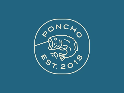 Poncho Outdoors apparel badge bass branding fish fishing graphic design illustration logo modern poncho typography