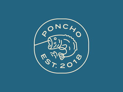 Poncho Outdoors apparel badge bass branding fish fishing graphic design illustration logo modern poncho typography