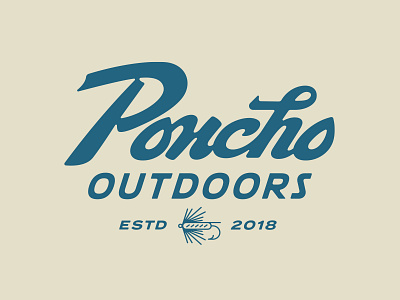 Poncho Outdoors badge branding fish fishing graphic design illustration lockup logo modern poncho typography