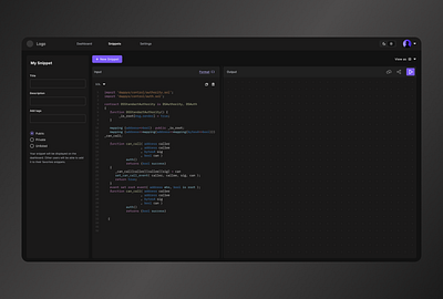 Code Editor WebApp code development editor ui ux