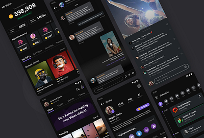 Music & Events artist calendar chat events groups music profile reels schedule ui ux wallet