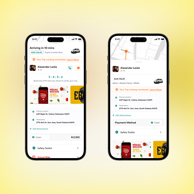 Screens from Ride Hailing App app design typography ui ux