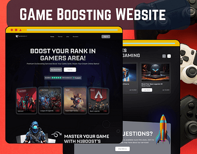 Game Boosting Website UI Design boosting game boosting ui design game leveling game progress tracking game services gameboosting gameservices gamingwebsite kaes mahmud motion graphics responsive game platform ui ui design uiux uiux design for gaming ux design web design