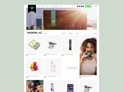 The Flower Shop Product Listing Desktop arizona branding cannabis collection design dispensary ecommerce green grid grid layout interface lifestyle listing mockup products ui utah ux web design weed