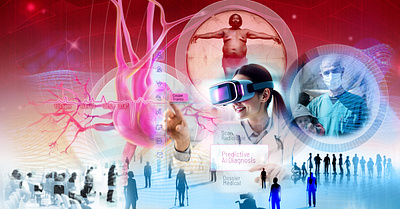 The Future of Healthcare: A Digital Vision aiindesign augmentedreality béziercurve conceptart creativecomposition datavisualization designprocess futuristicdesign graphicdesign healthcaredesign humancentereddesign interfacedesign medicalillustration pentool photoshop techart uiuxdesign vrdesign