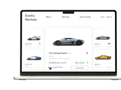 Exotic Rentals - Website UI/UX Design design ui web web design