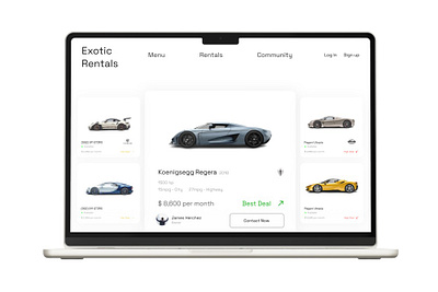 Exotic Rentals - Website UI/UX Design design ui web web design