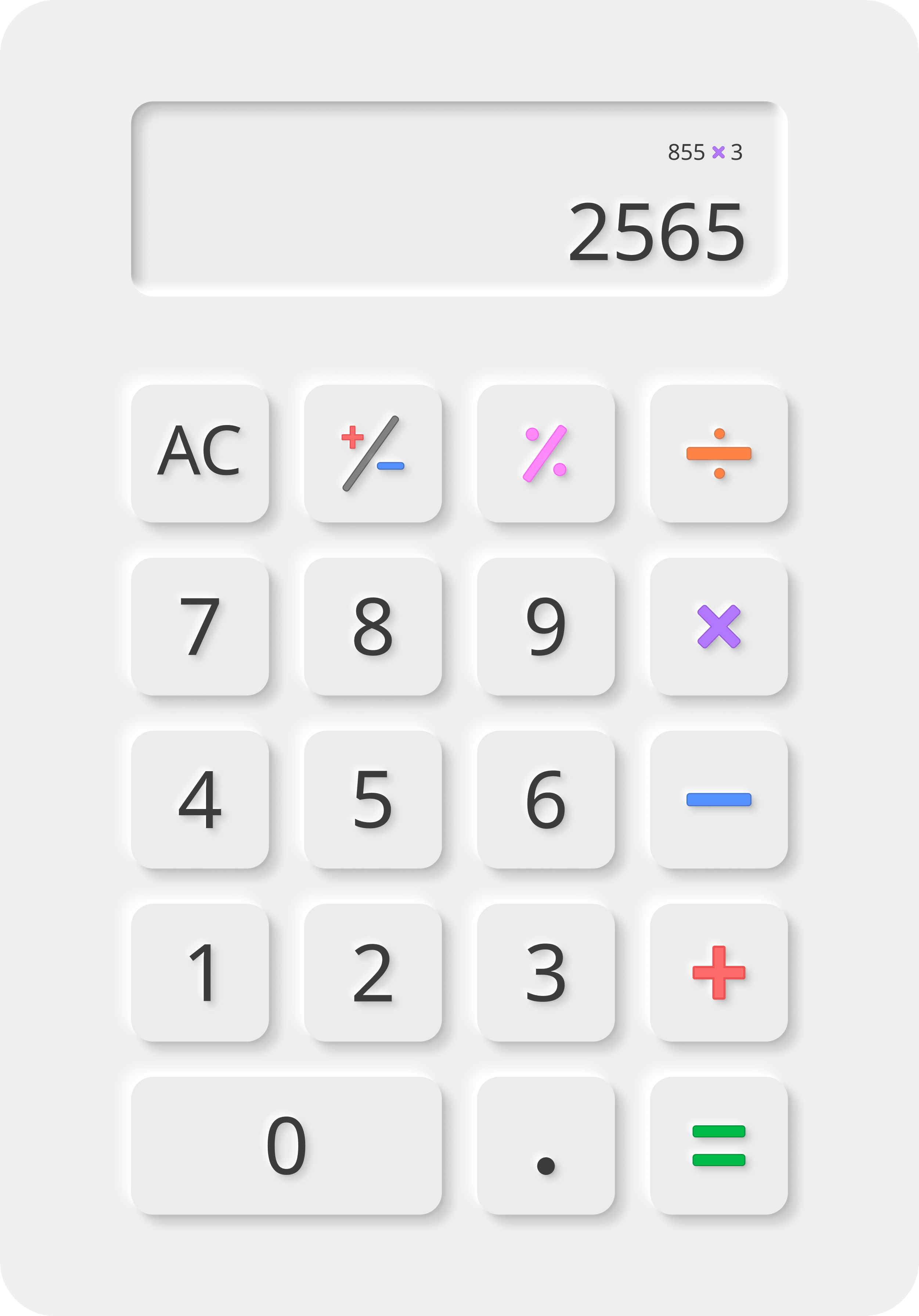 Calculator UI Neumorphi design neumorphic ui ui design uiux ux