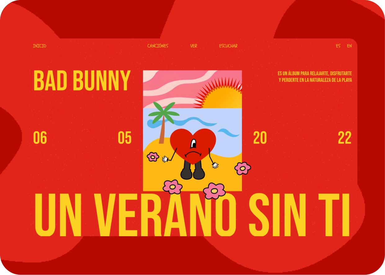 Bad Bunny | Un Verano Sin Ti | Landing Page animación animation bad bunny branding design design inspiration diseñadora web diseño visual diseño web graphic design illustration landing pade ui ux ux ui visual design web design