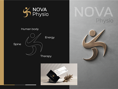 Physiotherapy Logo branding flatdesign golden logo movement physiotherapy