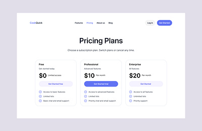 Web Ui - Pricing Plans page pricing page ui ui design web design web ui website