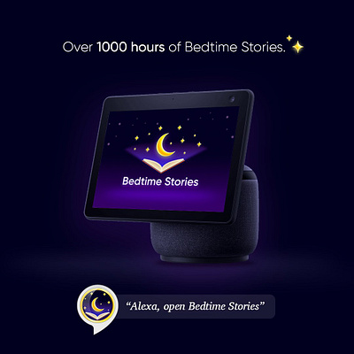 Promo Image for Bedtime Stories on Amazon Alexa alexa games amazon alexa bedtime stories figma illustration mockup illustration sleeping apps