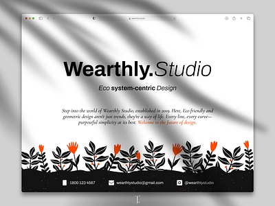 Final Homepage for Wearthly Studio Website clean contact design flowers geometric hero home landing page presentation responsive saas shadow shots studio ui ux web website white