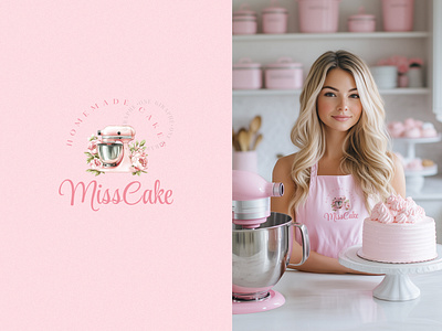 Miss Cake - Premade Logo cake cake logo cupcake logo feminine logo kitchen aid logo logo logo cake pink logo