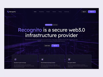 Recognito web3 Landing page design animation darkmode framer design framer expert framer website infrastructure landing page landing page design minimal security service web 3.0 website web design web3 web3 landing page web3.0 website design website development