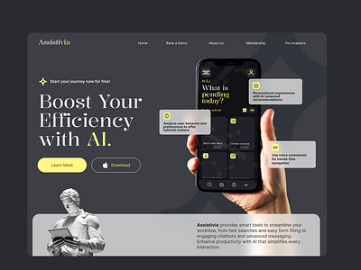 Personal Assitant AI Landing Page Design ai ai design ai landing page ai personal assistant ai website branding figma figma web saas saas landing page tech branding tech landing page tech website ui web design