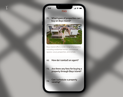 Mobile responsive FAQ for Boys Island Real Estate App accordion design grey imagery iphone mobile orange presentation real estate responsive saas shadow shots space ui ui design ux ux design web white