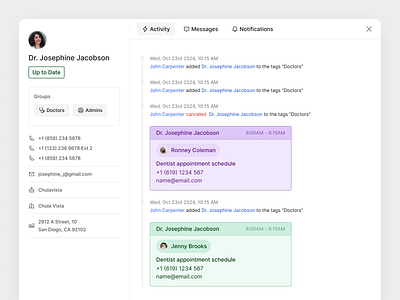 EMR Profile Timeline View app appointment b2b booking calendar desktop ehr emr healthcare heathcare interaction practice product design profile saas scheduling timeline ui ux web app