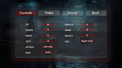 Horror game setting menu branding design game menu settings ui user interface ux videogame