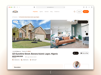 Property details page for Boys Island Real estate web app clean design details house illustration imagery orange presentation real estate saas shadows shots ui ui design ux web web app white