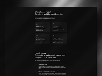 Finito Sections agency branding framer framer template studio ui ui ux web design website