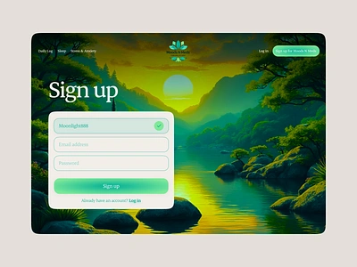 Sign up page branding design figma illustration stress relief website typography ui uiux ux website design