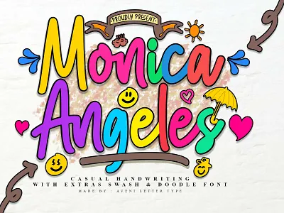 Monica Angeles - Handwritten Font branding calligraphy cool design fonts display font doodle font fancy fashion font font awesome graphic design hand lettering handwriting handwritten instagram lettering modern type design typeface typography
