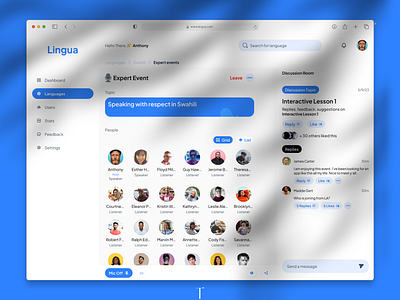 Expert Talks space for lingua admin dashboard admin blue clean dashboard design expert illustration mockup mockups people presentation saas shadow shots spaces talks ui ux ux design web