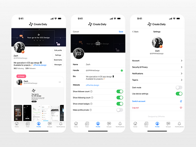 Social Media - Create Daily - Profile View app dailyui design designinspiration designoftheday mobile app mobile app profile profile profile app social app social media social media profile ui