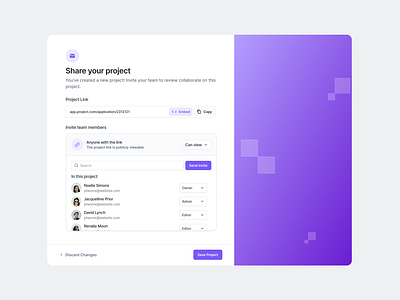 Share Project purple share ui update ux web white