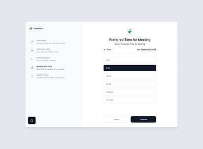 Set up Meeting green meeting schedule ui ux web white