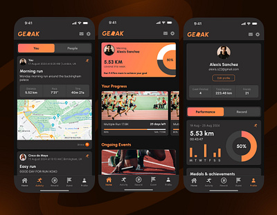 GERAK redesign: running🏃 tracker & event📅 finder app active app branding design event illustration mobile app redesign running ui ux