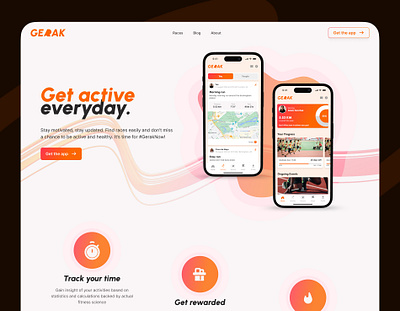 GERAK redesign: running🏃 tracker & event📅 finder landing page active app branding design event landing page redesign running ui ux web design