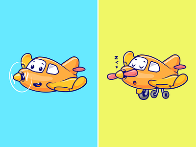 Airplane✈️ air airplane branding cartoon character cute doodle flat flight icon illustration logo plane sleep transportation travel vehicle wing