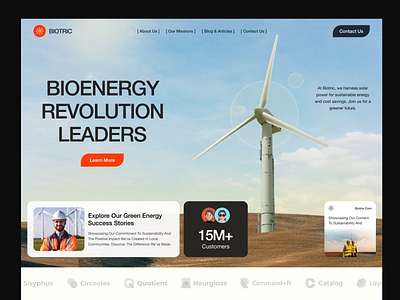 Bio Energy Landing Page agency bio cell company elementor energy framer landing page solar technology turbin ui webflow website wordpress