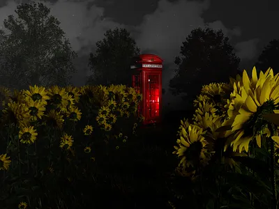Telephone Booth Night Scene 3d blender conceptual environment
