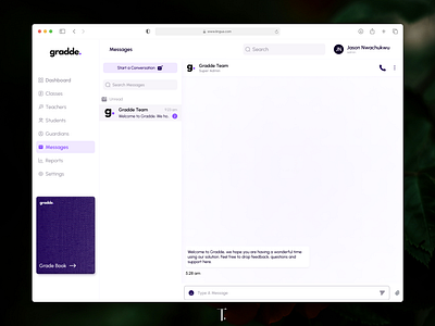 Welcome messages for Gradde user 3d clean dashboard default design grade illustration management messages navigation presentation purple saas shots system ui ui design ux ux design white