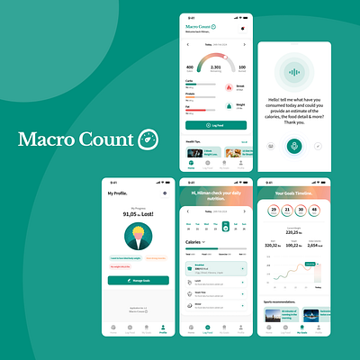 Design Exploration "Macro Count" Food Tracker. android food tracker ios mobile apps ui ux