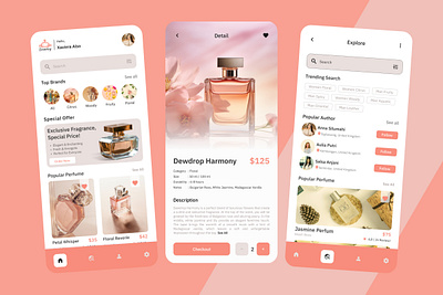 Scentivy - Perfume Mobile App application apps design e commerce fragrance glamour interface layout liquid make up online page perfume product scent shop skincare store ui ux