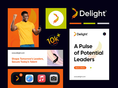 Delight Logo Design app logo branding d logo delight employment help feather logo hr logo job job finding logo logo design logo designer modern logo online help recruitment recruitment logo saas saas logo tech technology work portfolio