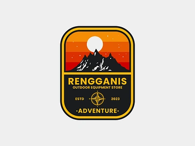 Rengganis Outdoor Equipment Store adventure apparel badge badge design branding design emblem graphic design illustration logo logo designer logodesign logomaker logotype monogram monogramlogo outdoor typography vector