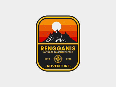 Rengganis Outdoor Equipment Store adventure apparel badge badge design branding design emblem graphic design logo logodesign outdoor vector