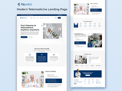 Telmed : Telemedicine Website Templates landing page design medical consultations minimal webdesign mobile friendly design modern healthcare modern telemedicine online healthcare telehealth services telemedicine landingpage telemedicine marketing telmed ui ui design uiux design user experience user interface virtual consultations virtual healthcare