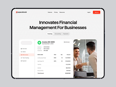 Spacebook - Invoice and Accounting Software Website Design accounting accountingsoftware acountingsaas designinspiration finance fintech fintecsaas invoice website invoiceandaccountingsoftware landing page modern saas saaswebsite ui uiuxdesign userexperience webdesign websitedesign