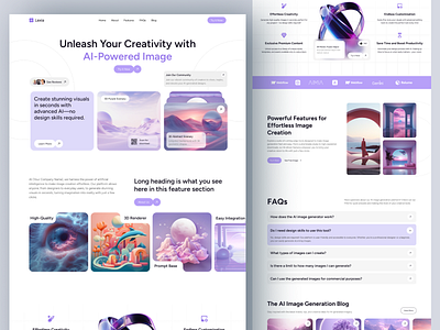 Lexia - AI Image Generator Landing Page 3d ai image 3d object ai generative ai generative image ai generator ai homepage ai landingpage ai web design designapp generative homepage generative image generative image landing page ui uidesign ux web