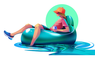 Tubing car wrap design character design editorial illustration freelance illustrator illustration illustrator procreate river tubing tubing