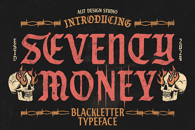 Seventy Money Typeface blackletter design font fonts letteing typeface vintage