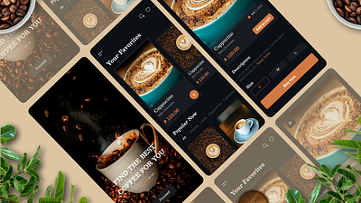 Coffee Shop app Ui design coffeeshopappuidesign design figma mobileapp mobileappuidesign ui uidesign