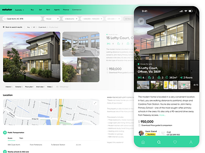 Estator - Real Estate Web & App UI Concept app design australia branding figma lalindaranaweera logo realestate ui ux website